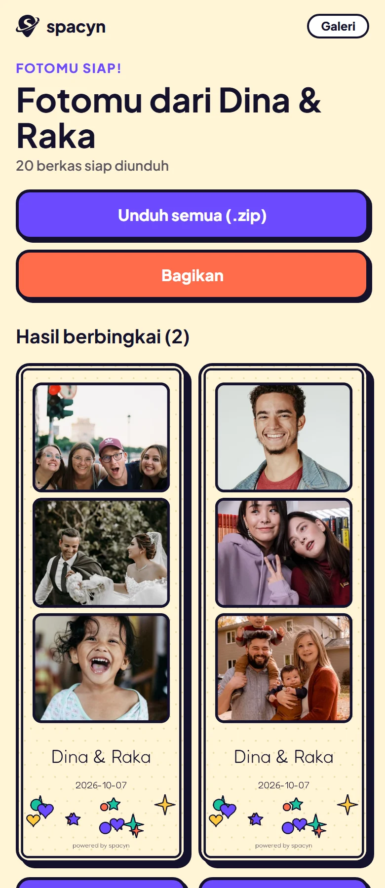 Galeri hasil di HP tamu